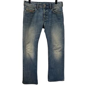 Diesel Zatiny Jeans Men 30x30 Blue Bootcut Stretch Medium Wash Faded Distressed